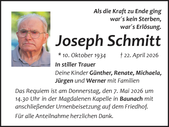Anzeige von Joseph Schmitt von MGO