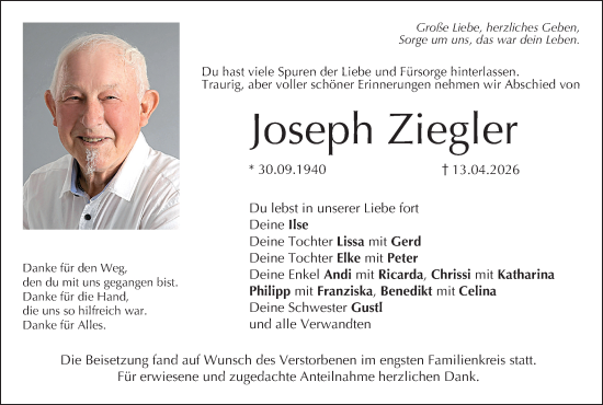 Anzeige von Joseph Ziegler von MGO