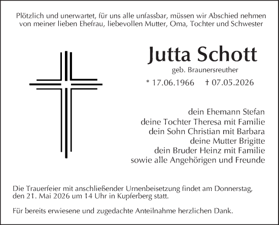 Anzeige von Jutta Schott von MGO