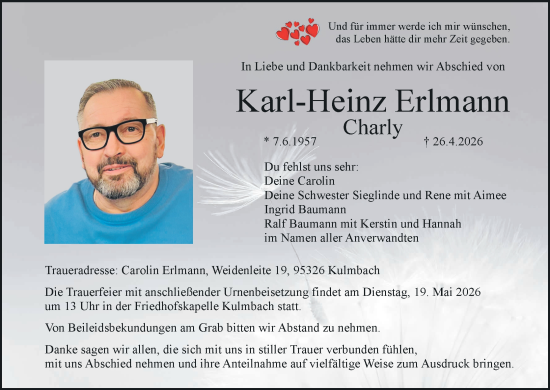 Anzeige von Karl-Heinz Erlmann von MGO