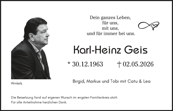 Anzeige von Karl-Heinz Geis von MGO