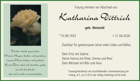 Anzeige von Katharina Dittrich von MGO