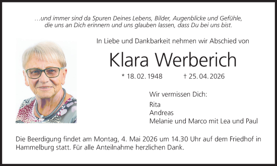 Anzeige von Klara Werberich von MGO