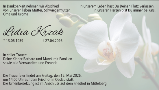 Anzeige von Lidia Krzak von MGO