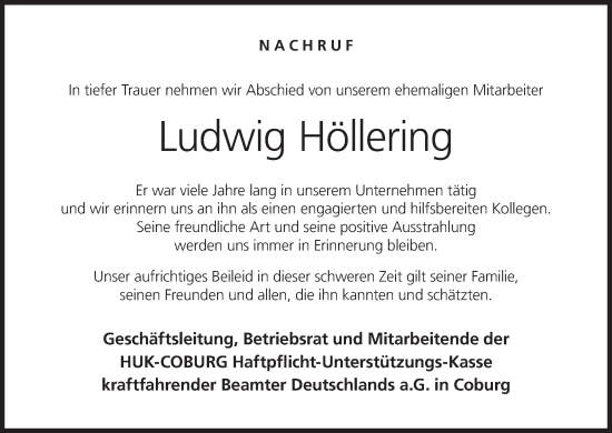 Anzeige von Ludwig Höllering von MGO