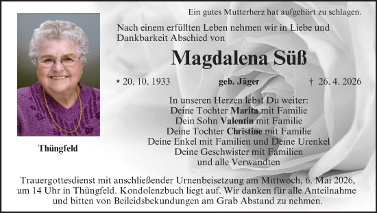 Anzeige von Magdalena Süß von MGO