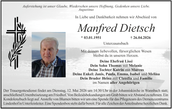 Anzeige von Manfred Dietsch von MGO