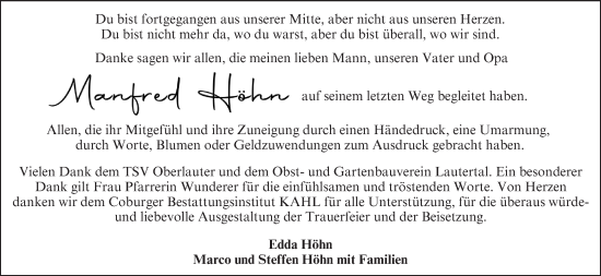 Anzeige von Manfred Höhn von MGO