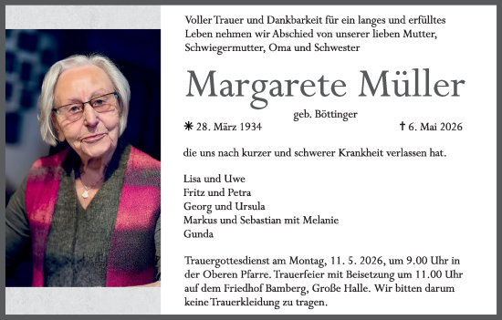 Anzeige von Margarete Müller von MGO