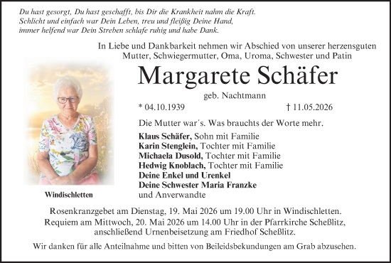 Anzeige von Margarete Schäfer von MGO