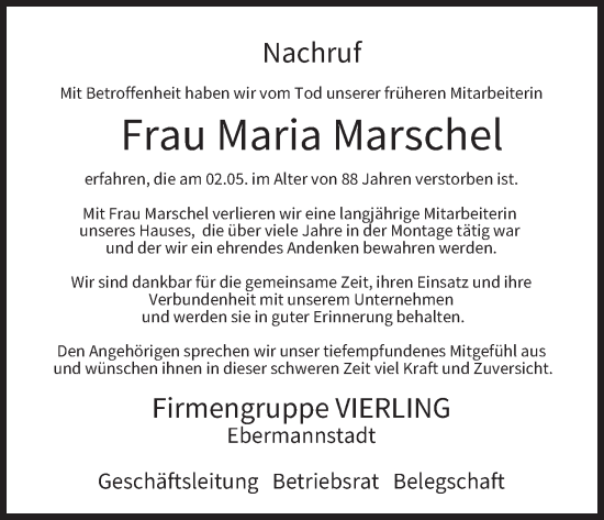 Anzeige von Maria Marschel von MGO