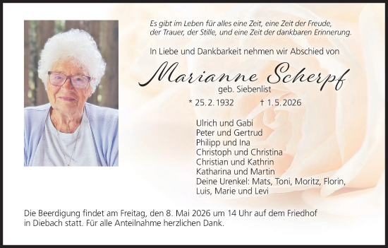 Anzeige von Marianne Scherpf von MGO