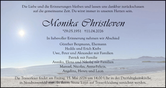 Anzeige von Monika Christleven von MGO