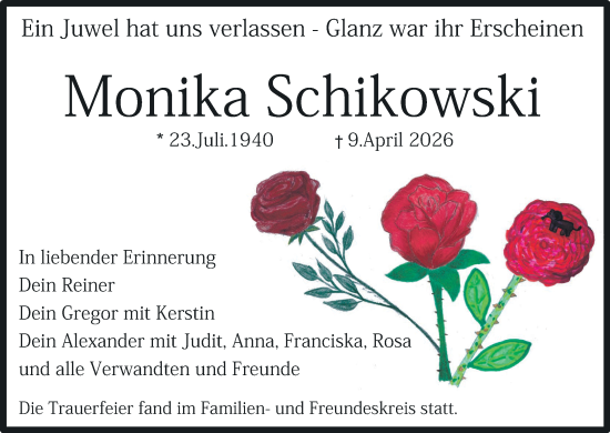 Anzeige von Monika Schikowski von MGO