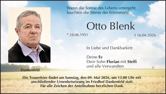 Anzeige von Otto Blenk von MGO
