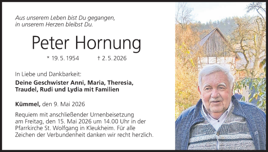 Anzeige von Peter Hornung von MGO