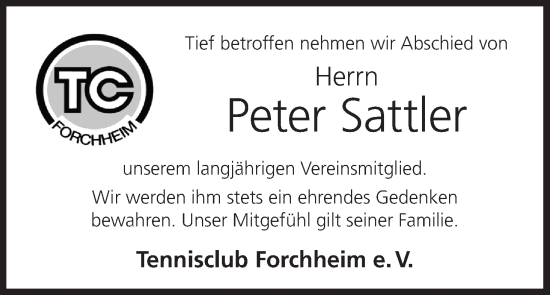Anzeige von Peter Sattler von MGO