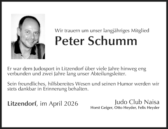 Anzeige von Peter Schumm von MGO