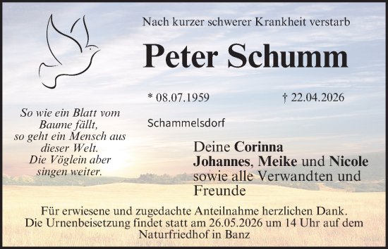 Anzeige von Peter Schumm von MGO