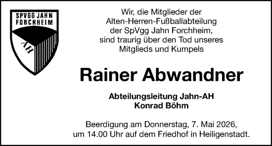 Anzeige von Rainer Abwandner von MGO