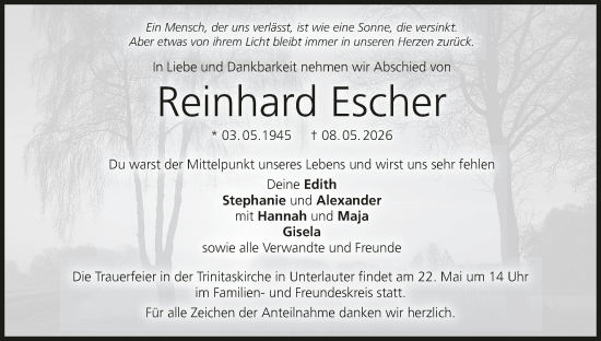 Anzeige von Reinhard Escher von MGO
