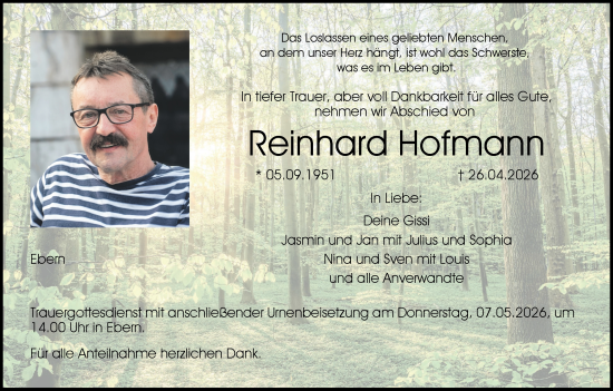 Anzeige von Reinhard Hofmann von MGO