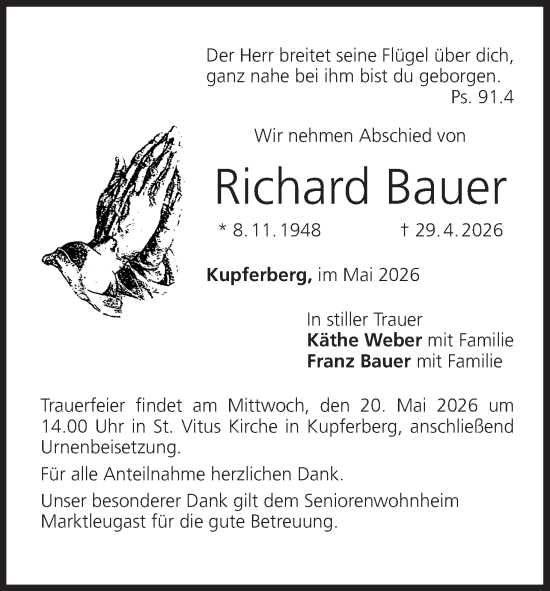 Anzeige von Richard Bauer von MGO