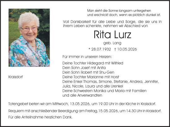 Anzeige von Rita Lurz von MGO