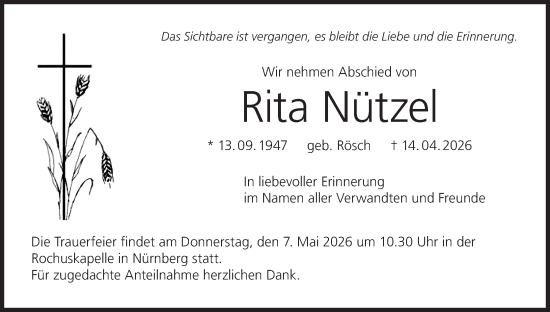 Anzeige von Rita Nützel von MGO