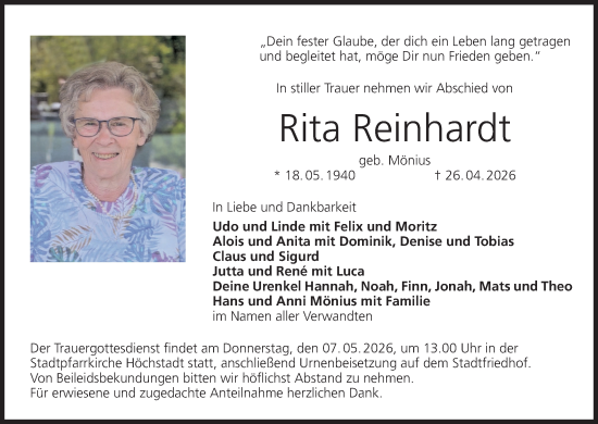Anzeige von Rita Reinhardt von MGO