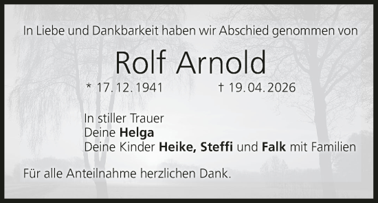 Anzeige von Rolf Arnold von MGO