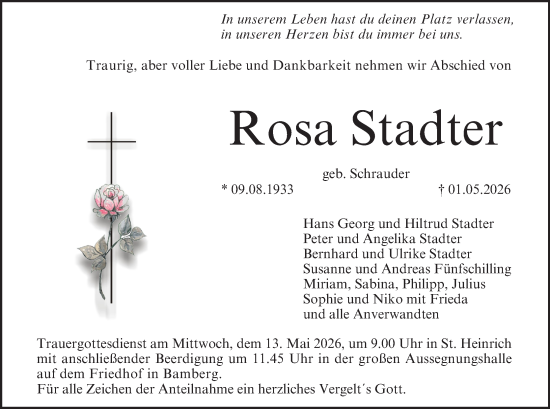 Anzeige von Rosa Stadter von MGO
