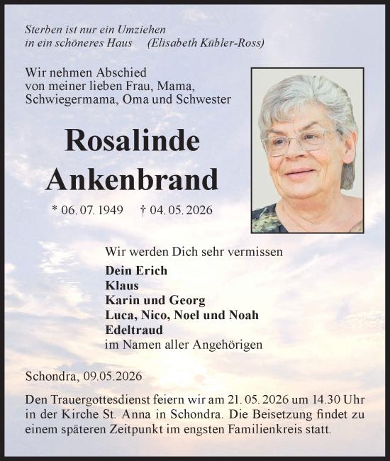 Anzeige von Rosalinde Ankenbrand von MGO