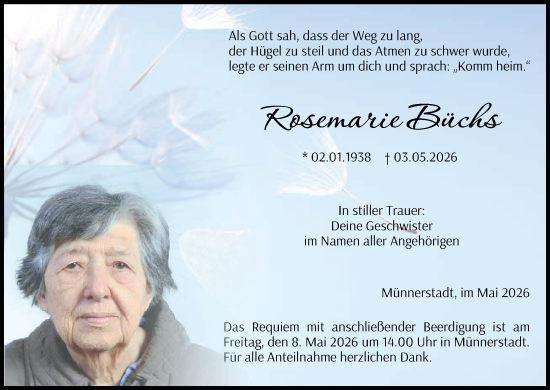 Anzeige von Rosemarie Büchs von MGO