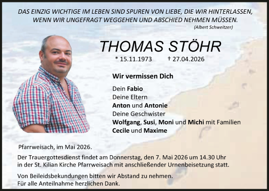 Anzeige von Thomas Stöhr von MGO