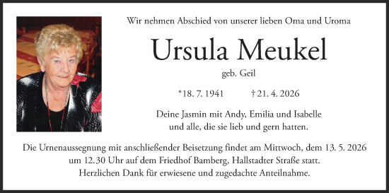Anzeige von Ursula Meukel von MGO