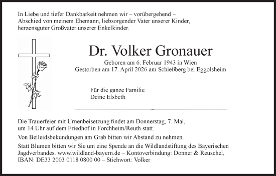 Anzeige von Volker Gronauer von MGO