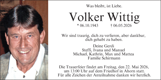 Anzeige von Volker Wittig von MGO