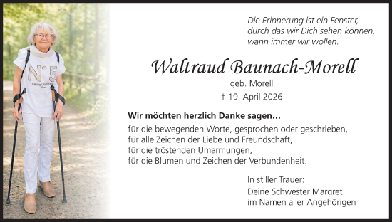 Anzeige von Waltraud Baunach-Morell von MGO