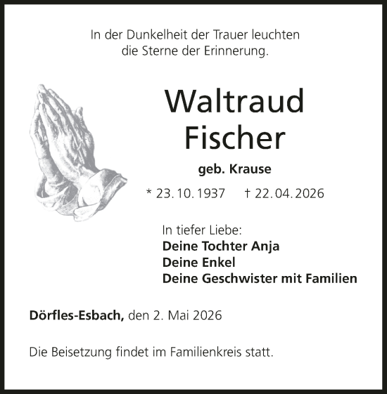 Anzeige von Waltraud Fischer von MGO