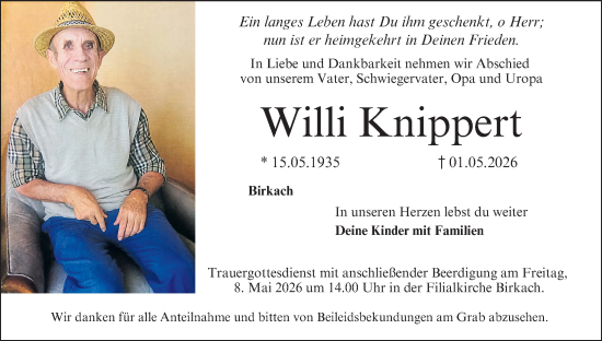 Anzeige von Willi Knippert von MGO