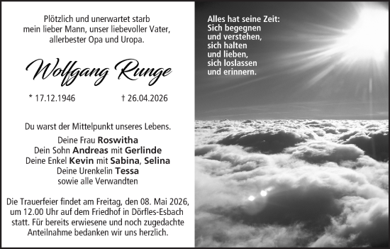 Anzeige von Wolfgang Runge von MGO