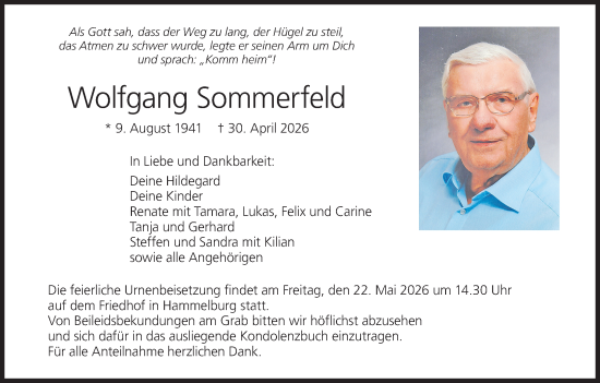 Anzeige von Wolfgang Sommerfeld von MGO