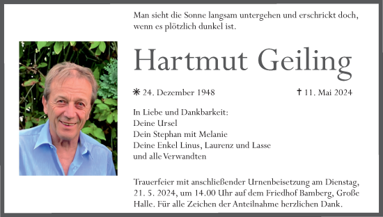 Anzeige von Hartmut Geiling von MGO