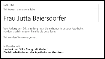 Anzeige von Jutta Baiersdorfer von MGO