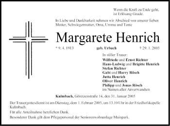 Anzeige von Margarete Henrich von MGO