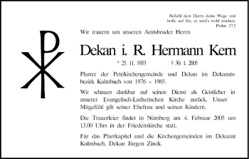 Anzeige von Hermann Kern von MGO
