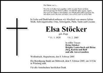 Anzeige von Elsa Stöcker von MGO