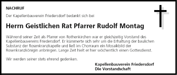 Anzeige von Rudolf Montag von MGO