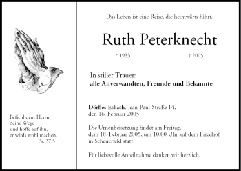 Anzeige von Ruth Peterknecht von MGO